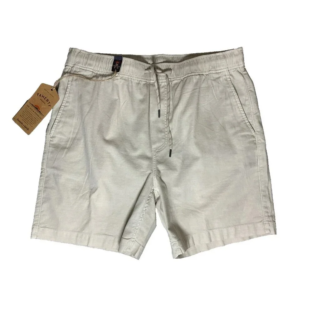 Faherty Men's Essential Drawstring Shorts Stone Tan Size Small Organic Cotton